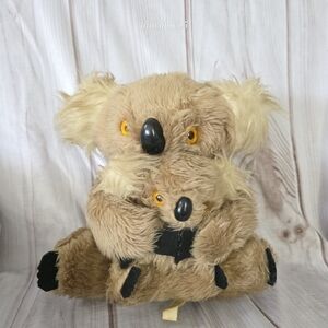 Vintage Interpur Koala Bear Hugger Plush Stuffed Toy Orange Eyes Mom Baby Korea